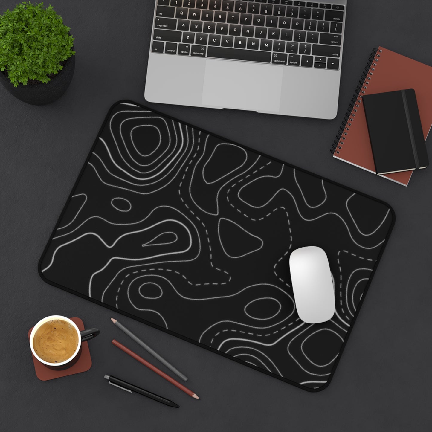 Desk Mat – Topographic Black Contour Mouse Pad | PrecisionGlide