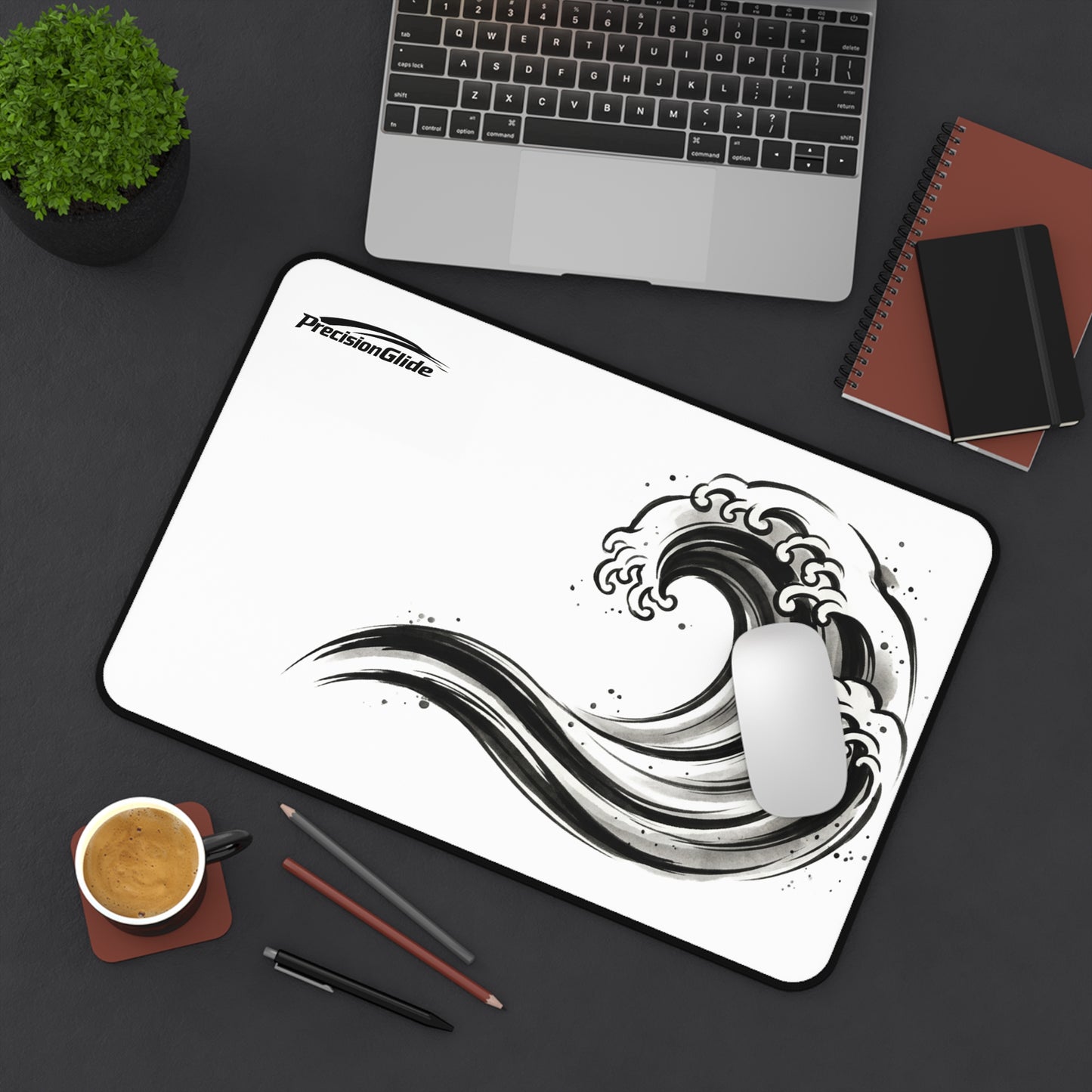 Desk Mat – Black & White Japanese Wave Mouse Pad | PrecisionGlide