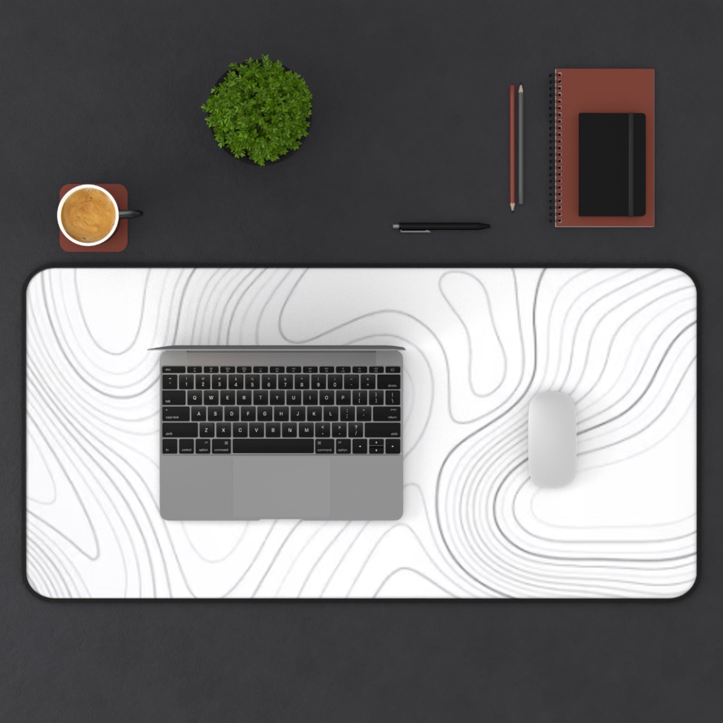 Desk Mat – Topographic White Contour Mouse Pad | PrecisionGlide