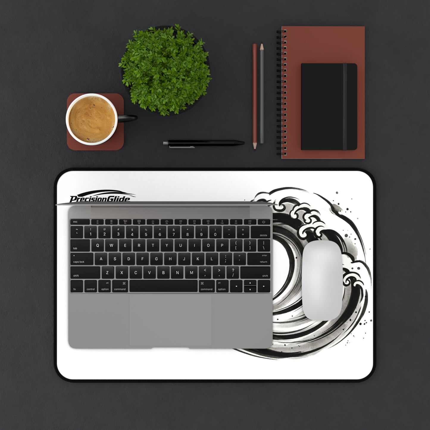 Desk Mat – Black & White Japanese Wave Mouse Pad | PrecisionGlide