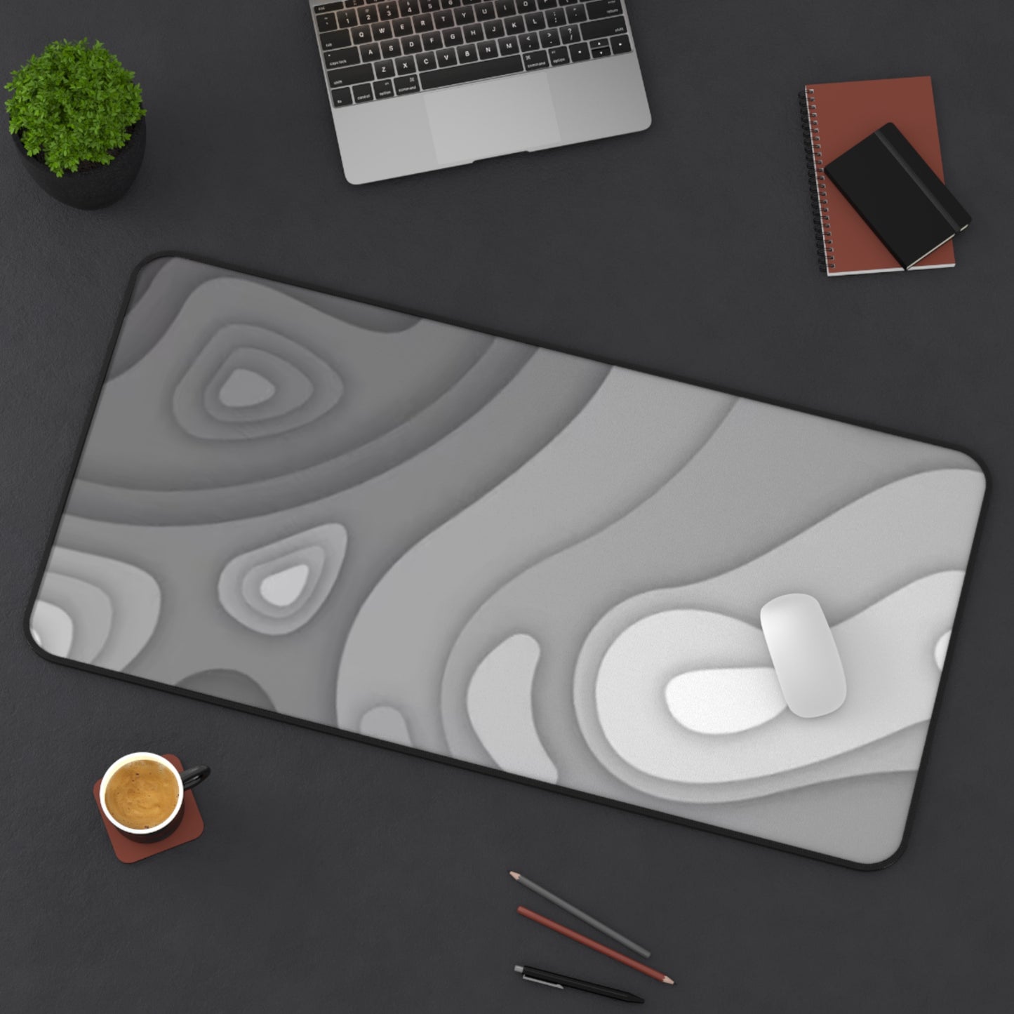 Desk Mat – Topographic Gray Abstract Mouse Pad | PrecisionGlide