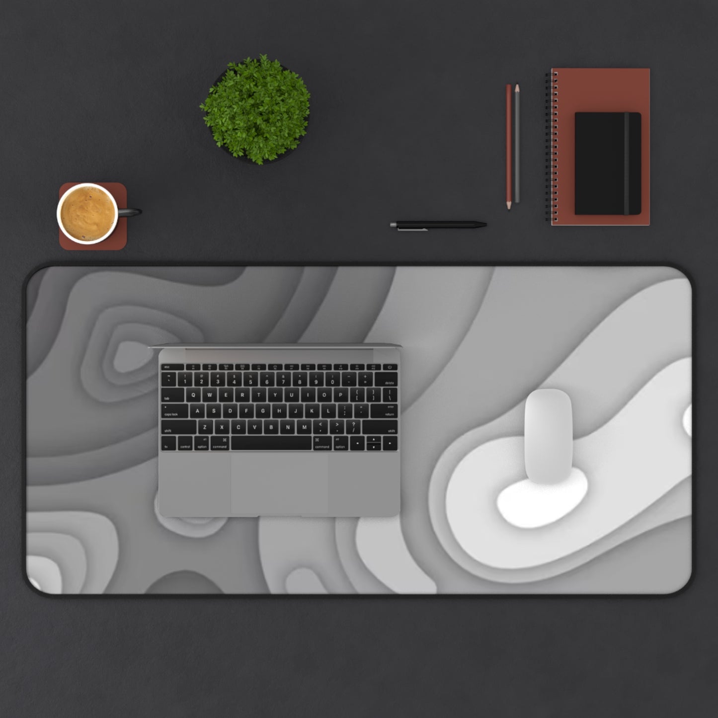 Desk Mat – Topographic Gray Abstract Mouse Pad | PrecisionGlide