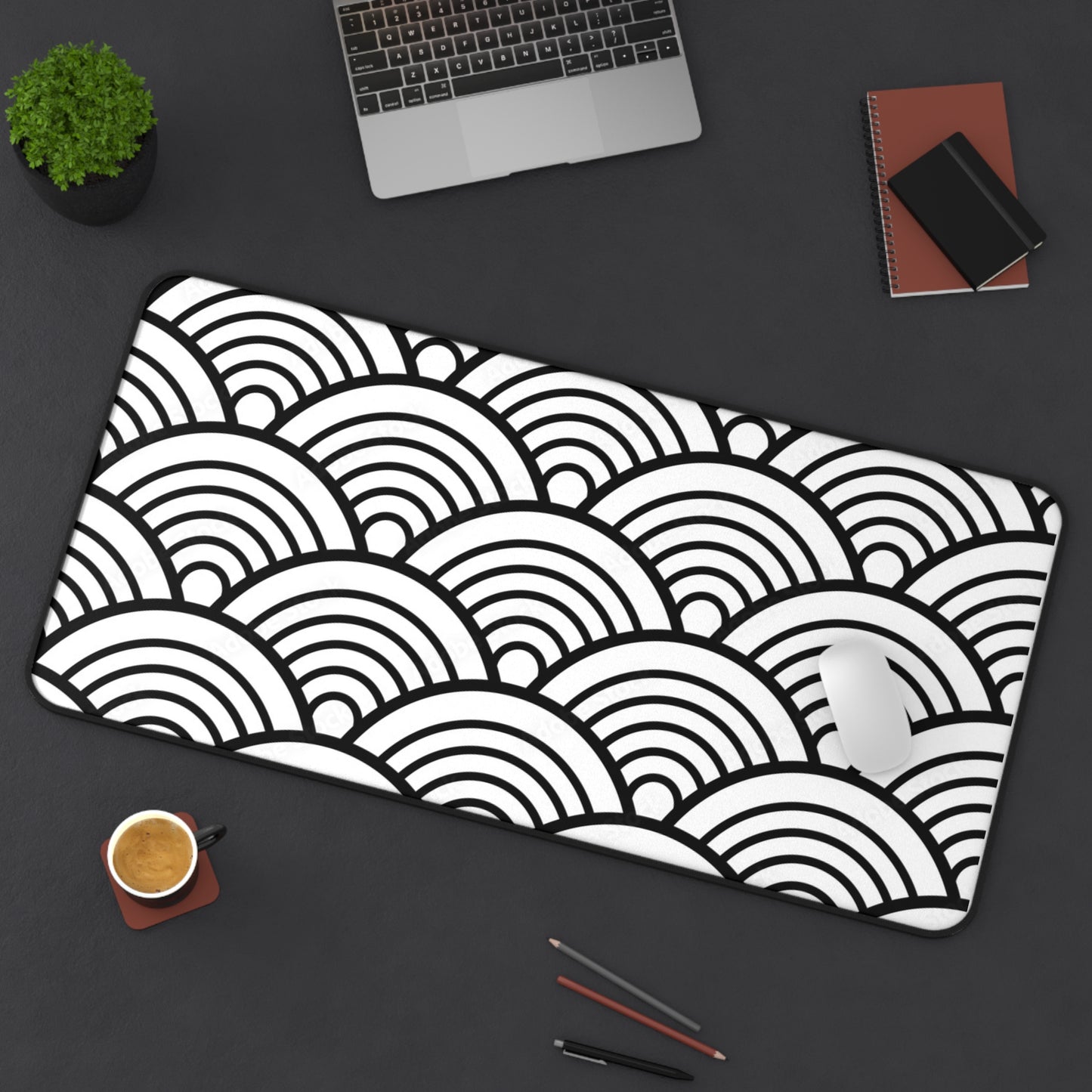 Desk Mat – Minimal Black & White Wave Pattern Mouse Pad | PrecisionGlide