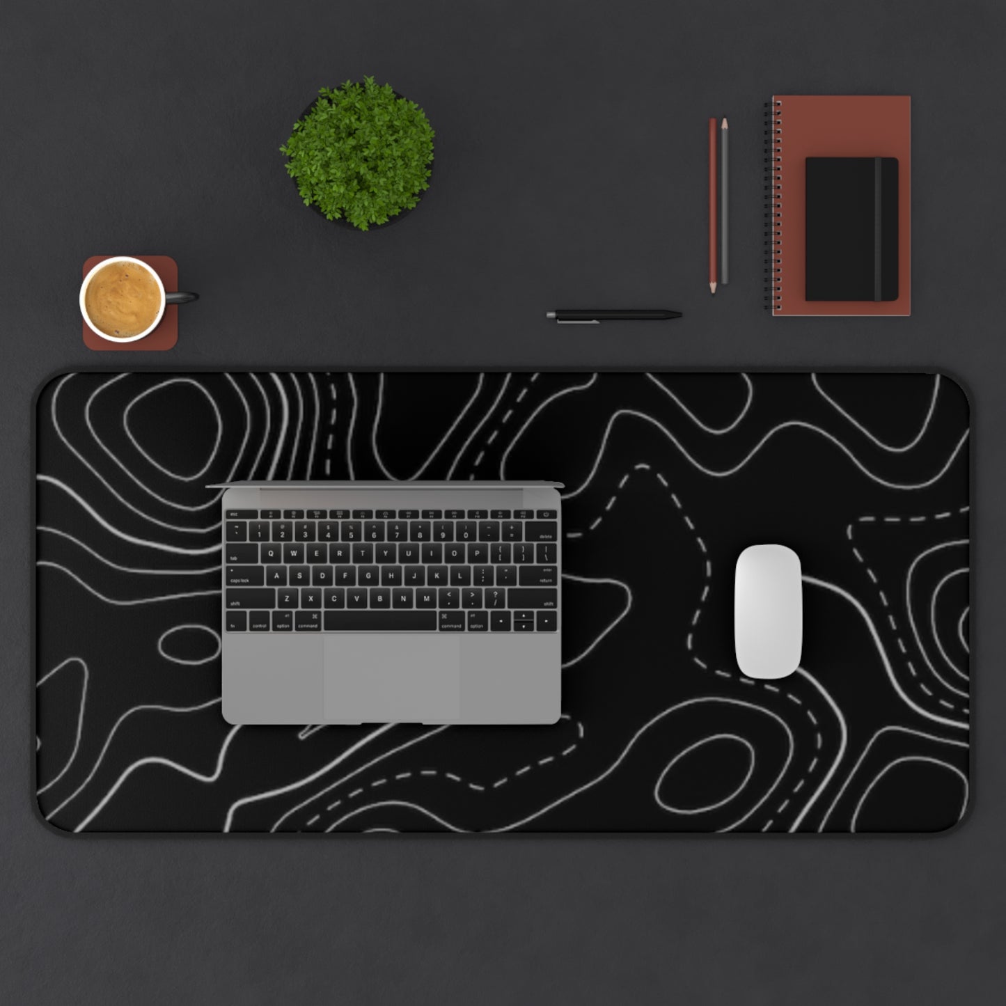 Desk Mat – Topographic Black Contour Mouse Pad | PrecisionGlide