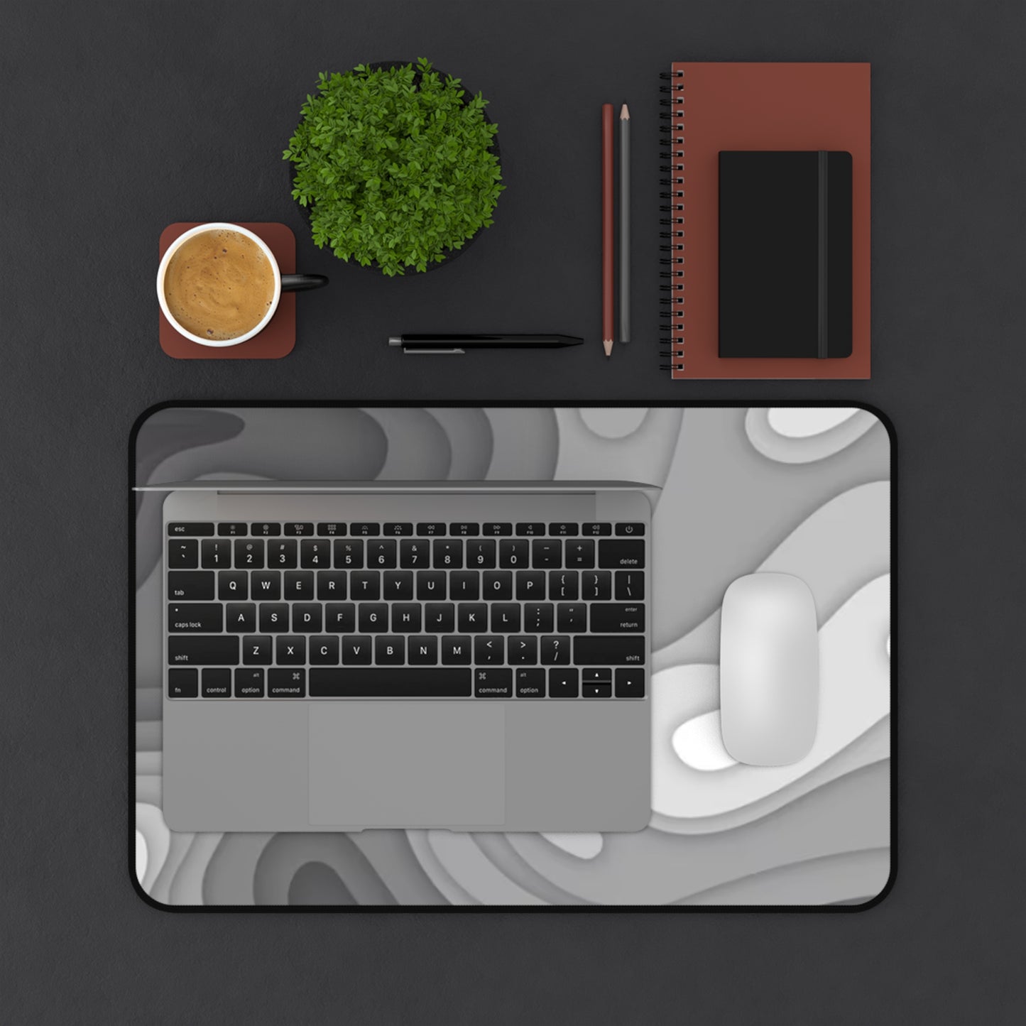 Desk Mat – Topographic Gray Abstract Mouse Pad | PrecisionGlide