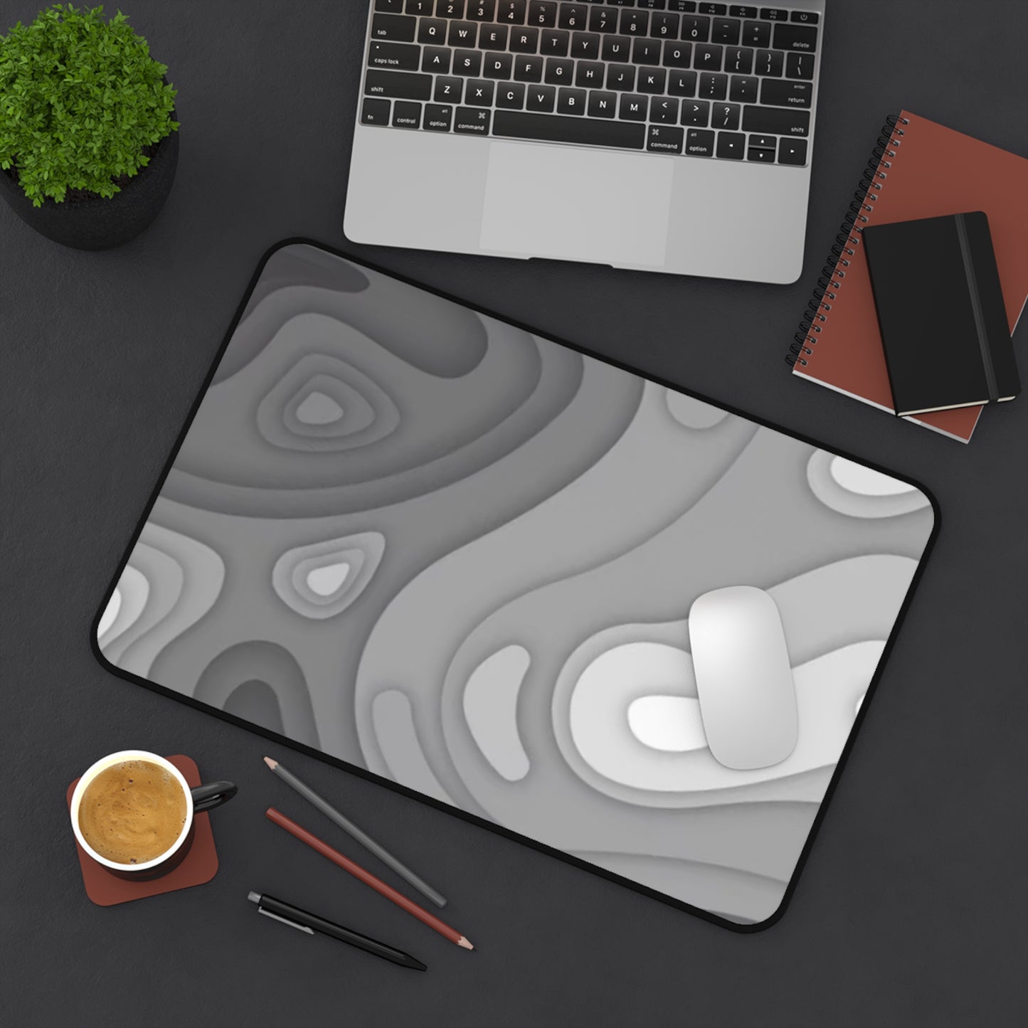 Desk Mat – Topographic Gray Abstract Mouse Pad | PrecisionGlide