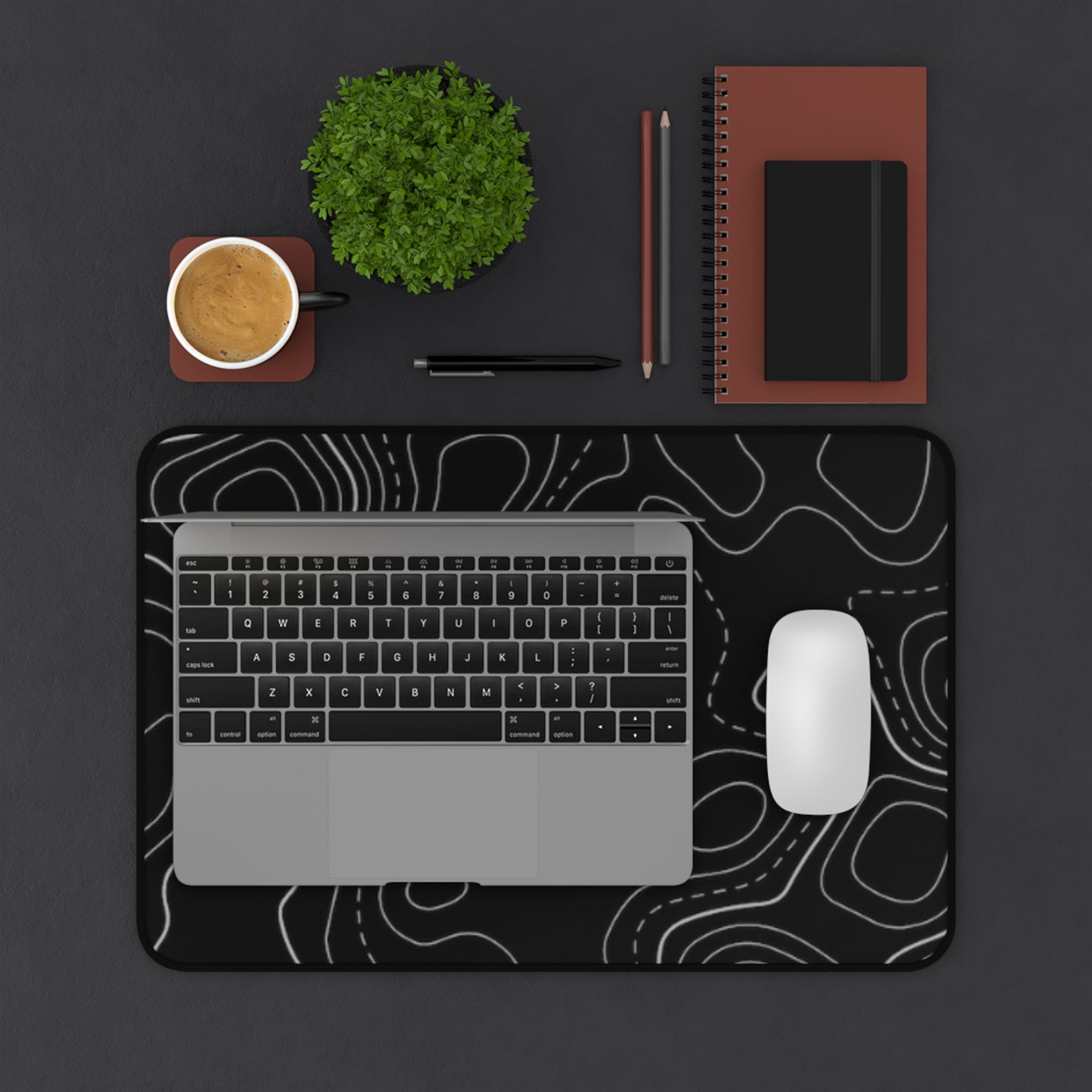Desk Mat – Topographic Black Contour Mouse Pad | PrecisionGlide