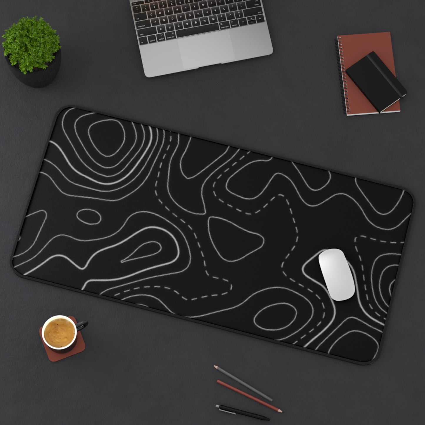 Desk Mat – Topographic Black Contour Mouse Pad | PrecisionGlide